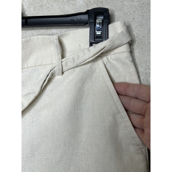 J. Crew Factory Womens Pants Size 4 Beige Khaki Linen Wide Leg Cropped B3 - Picture 3 of 8